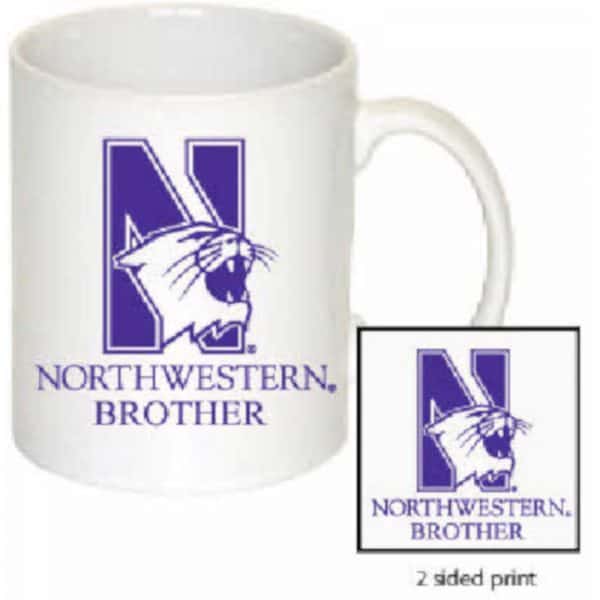 Northwestern University Wildcats 11 oz. White Ceramic Coffee Mug with Brother Design