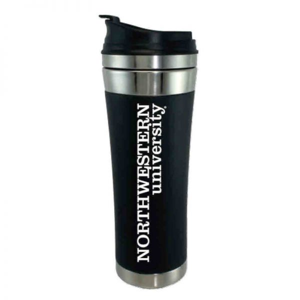 Northwestern Wildcats 14 oz. Laguna Esquire Black Stainless Steel Travel Mug with "Northwestern University" Design