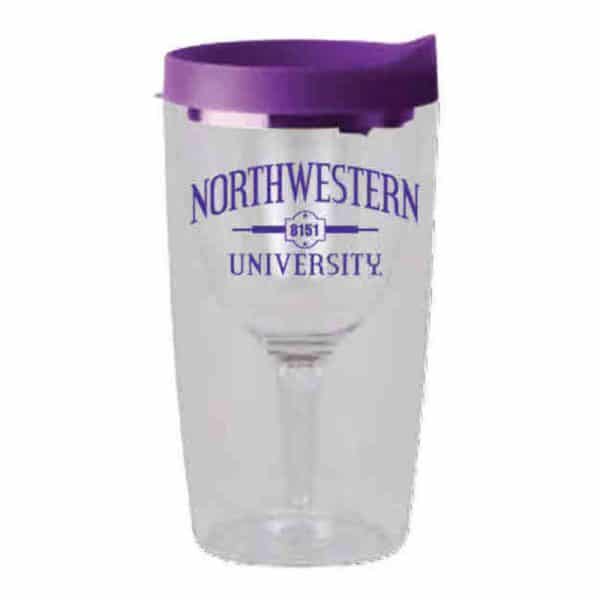 Northwestern Wildcats Tumbler Wine Glass with "Northwestern University 1851" Design