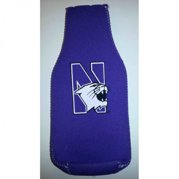 Northwestern Wildcats Purple Zipper Koozie with Multicolor N-Cat Design