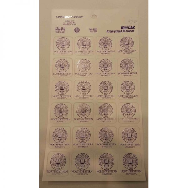 Northwestern University Wildcats Sticker Sheet of 24 Seal Design 1.5" Square Decals