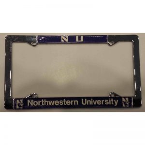 Northwestern Wildcats Crome License Plate Frame with "NU & Northwestern University" Design