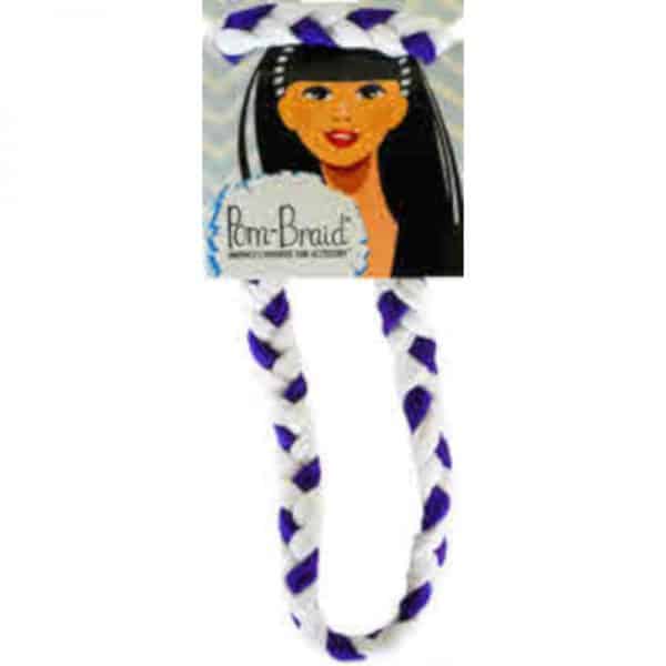 Purple/White Pom Braid Headband By Pomchies