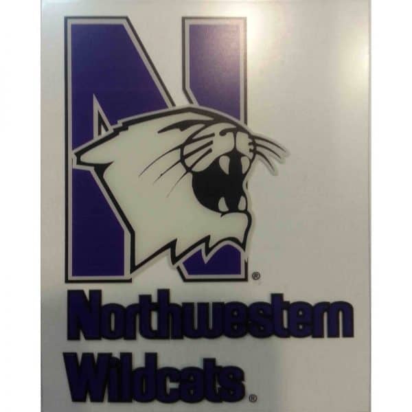 Northwestern Wildcats Static Cling Outside Application Decal with Mascot Design 3.5"X4.5"