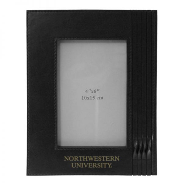 Northwestern Wildcats Black Leather 4X6 Photo Frames with Northwestern University Design