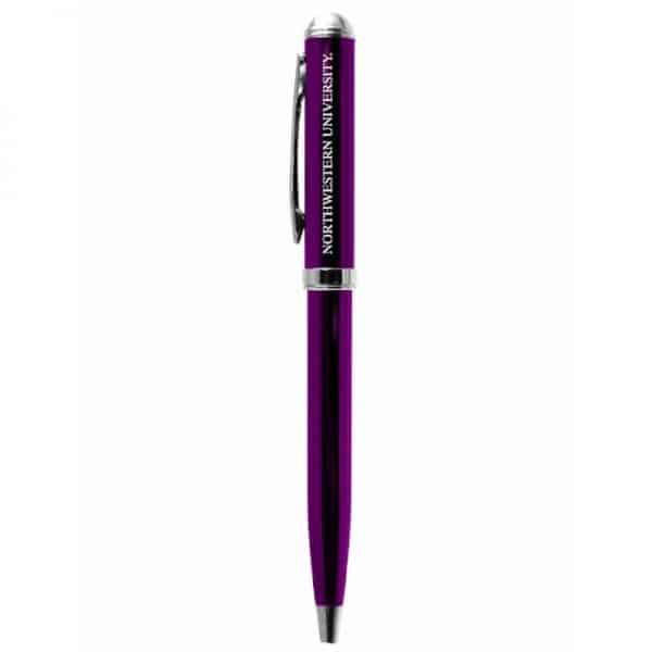 Northwestern Wildcats Laser Engraved Purple Click Action Gel Ink Pen with Northwestern University Design