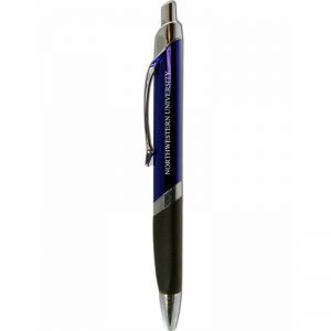 Northwestern Wildcats Laser Engraved Navy Blue & Silver Triangle Grip Collegiate Pen with Northwestern University Design