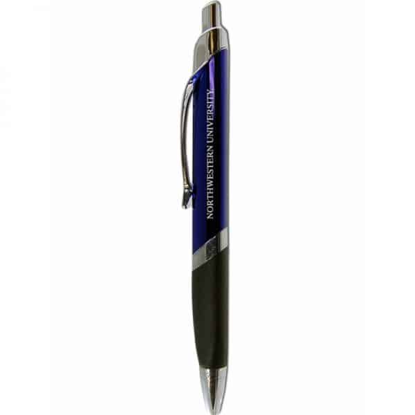 Northwestern Wildcats Laser Engraved Navy Blue & Silver Triangle Grip Collegiate Pen with Northwestern University Design