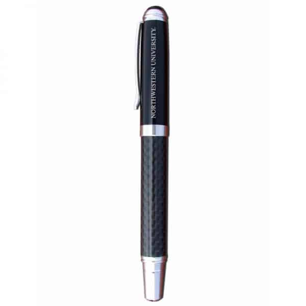 Northwestern Wildcats Laser Engraved Black Carbon Fiber Ballpoint Pen with Northwestern University Design