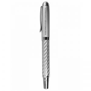 Northwestern Wildcats Laser Engraved Silver Carbon Fiber Ballpoint Pen with Northwestern University Design