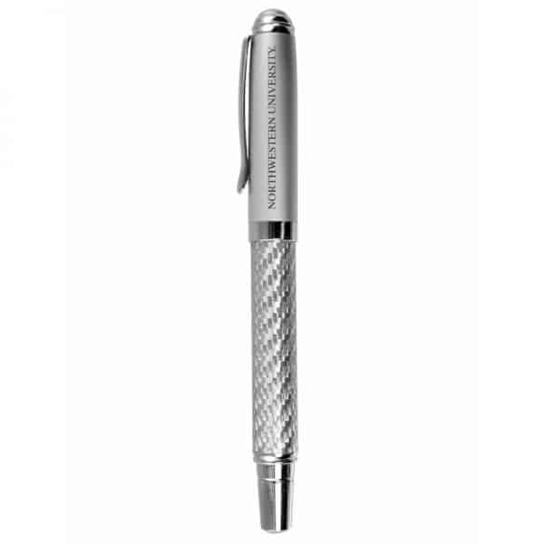 Northwestern Wildcats Laser Engraved Silver Carbon Fiber Ballpoint Pen with Northwestern University Design