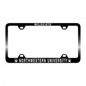 Northwestern Wildcats Laser Engraved Thin Black License Plate Frame with Wildcats Northwestern University Design 