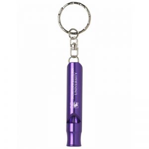 Northwestern Wildcats Purple Laser Engraved Whistle Keychain with Mascot Design