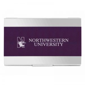 Northwestern Wildcats Laser Engraved Purple Carbon Fiber Business Card Holder with Mascot Design
