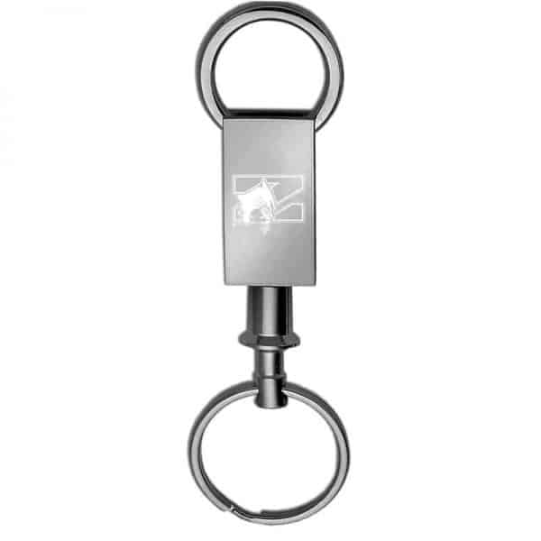 Northwestern Wildcats Laser Engraved Nickel Valet Key Chain with Mascot Design