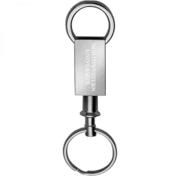 Northwestern Wildcats Laser Engraved Nickel Valet Key Chain with Northwestern University Design
