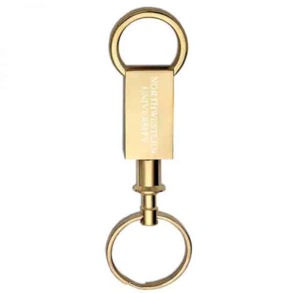 Northwestern Wildcats Laser Engraved Brass Valet Key Chain with Northwestern University Design