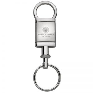 Northwestern Wildcats Laser Engraved Two Tone Square Valet Key Chain with Seal Design 