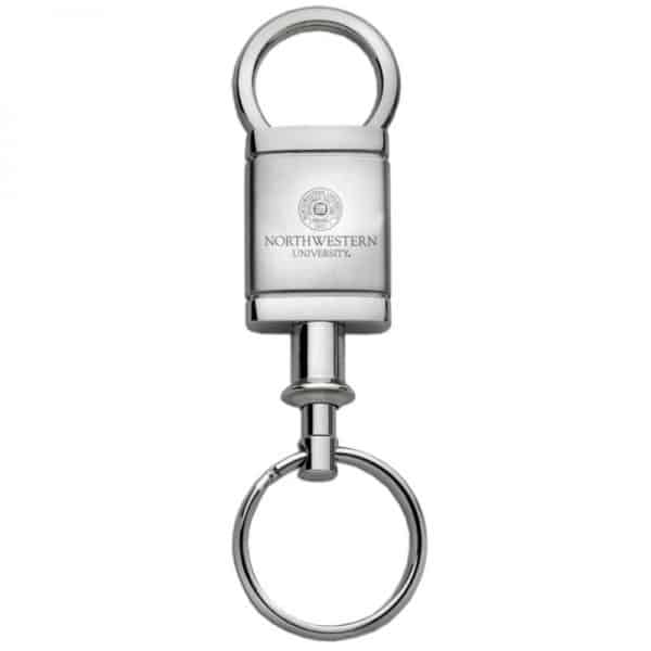 Northwestern Wildcats Laser Engraved Two Tone Square Valet Key Chain with Seal Design