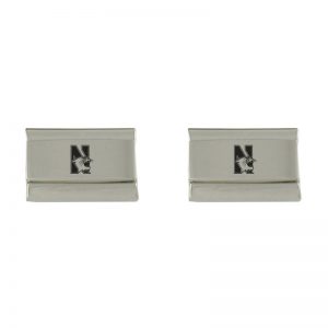 Northwestern Wildcats Laser Engraved Silver Cufflink Set with Mascot Design