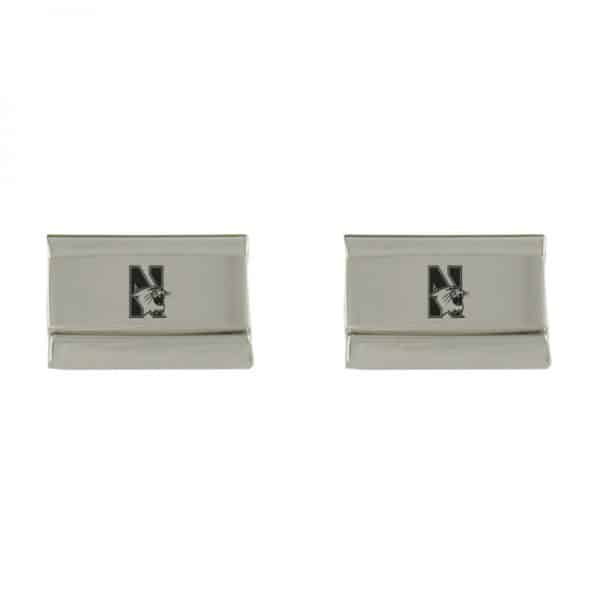 Northwestern Wildcats Laser Engraved Silver Cufflink Set with Mascot Design