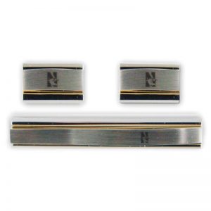 Northwestern Wildcats Laser Engraved Gold/Silver Cufflink & Tie Bar Set with Mascot Design