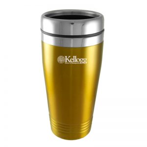 Northwestern Wildcats Laser Engraved Gold 16oz Stainless-Steel Tumbler Mug with Kellogg Design 