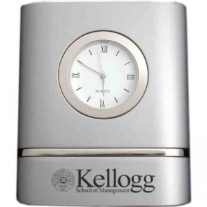 Northwestern Wildcats Laser Engraved Trillium Two-Toned Desk Clock with Kellogg Design