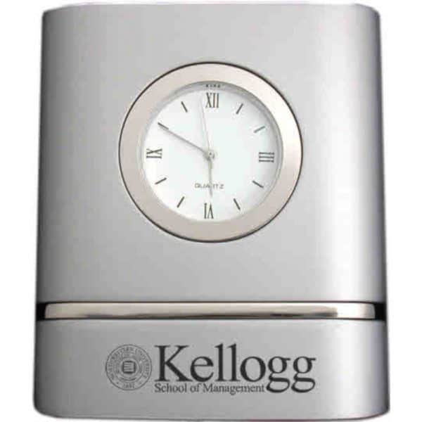 Northwestern Wildcats Laser Engraved Trillium Two-Toned Desk Clock with Kellogg Design