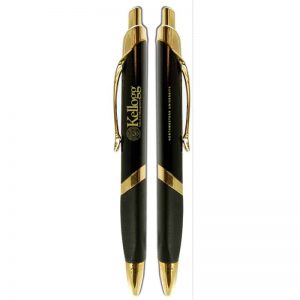 Northwestern Wildcats Laser Engraved Black & Gold Triangle Grip Collegiate Pen with Kellogg Design
