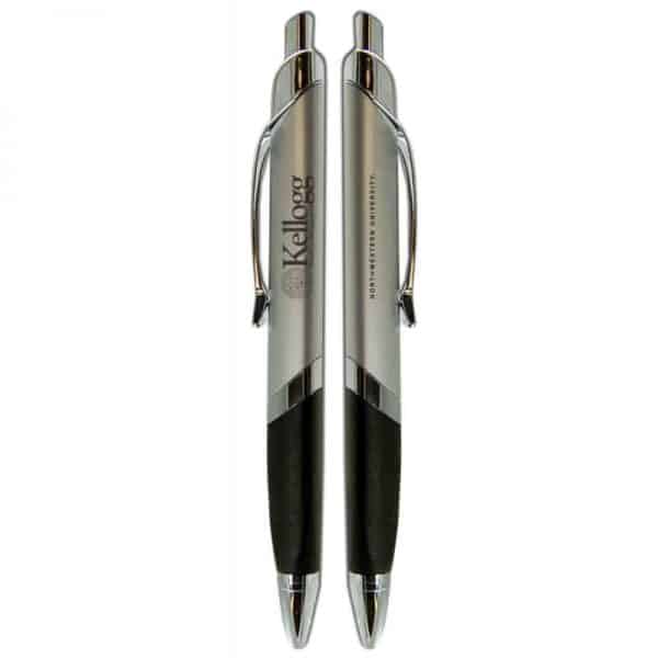 Northwestern Wildcats Laser Engraved Silver Triangle Grip Collegiate Pen with Kellogg Design