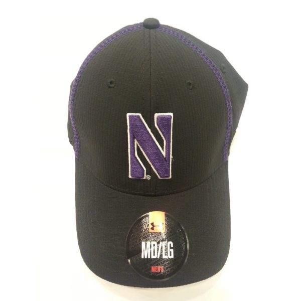 Northwestern Wildcats Under Armour Black Flex-Fit Hat with Stylized N Design
