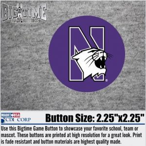 Northwestern University Button with N-cat Design 2.25"
