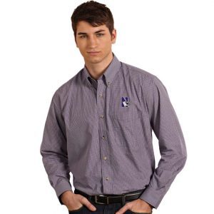 Northwestern University Wildcats Antigua Men's Purple Focus Dress Shirt
