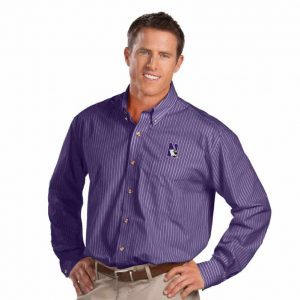 Northwestern University Wildcats Antigua Achieve Men's Purple Stripped Dress Shirt