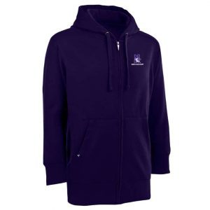 Northwestern Widcats Antigua Purple Men's Full Zip Hooded Sweatshirt   Signature Full Zip 100305