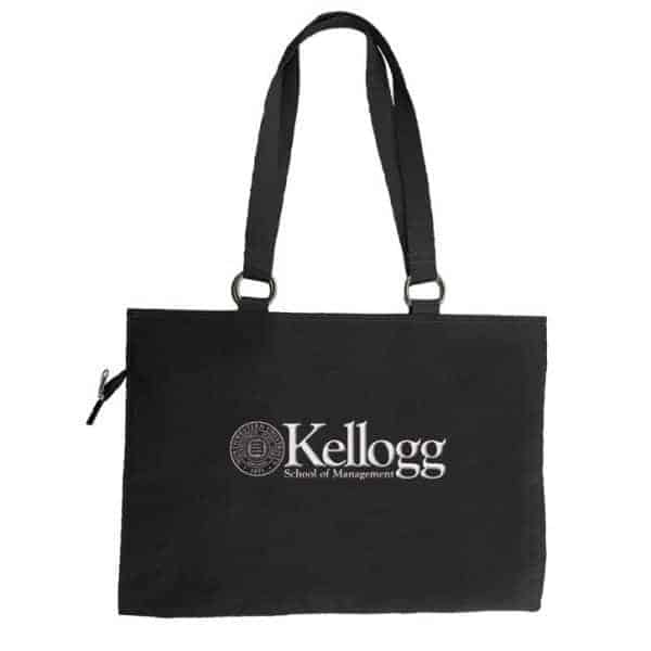 Northwestern Widcats  Zippered Tote Bag with Embroidered Kellogg Design