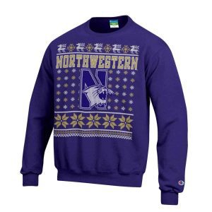 Northwestern University Wildcats Purple Christmas Sweatshirt With Snowflake Design