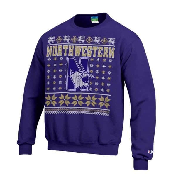 Northwestern University Wildcats Purple Christmas Sweatshirt With Snowflake Design