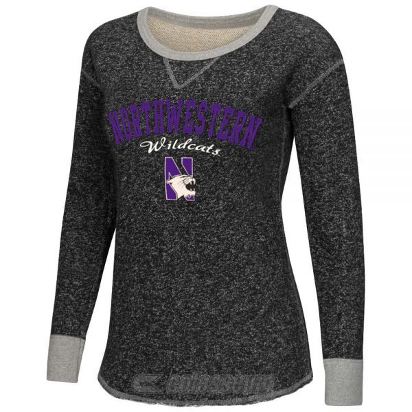 Northwestern Wildcats Colosseum Women's Heather Charcoal Sundance Boat-Neck Pullover