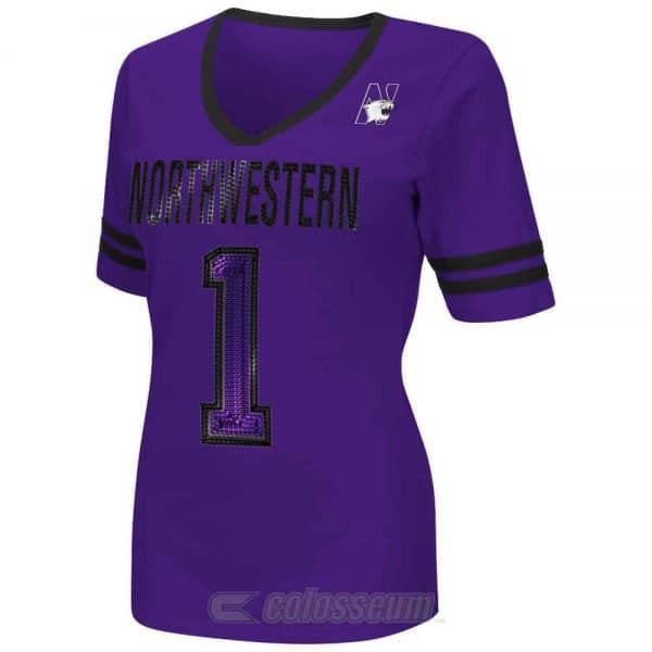 Northwestern Wildcats Colosseum Women's Discover V-Neck  Short Sleeve Tee Shirt