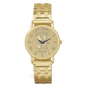 Northwestern Wildcats Mascot Design Gold Medallion Mens Wristwatch