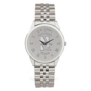 Northwestern Wildcats Mascot Design Silver Medallion Mens Wristwatch