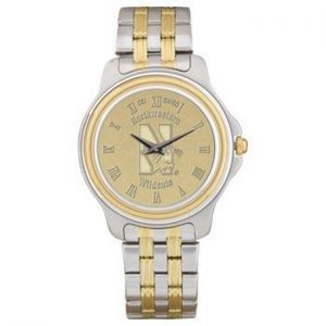 Northwestern Wildcats Mascot Design Gold Medallion Mens Wristwatch