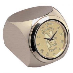 Northwestern Wildcats Mascot Design Gold Medallion Monte Carlo Desk Clock