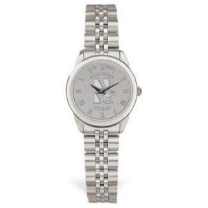 Northwestern Wildcats Mascot Design Silver Medallion Ladies Wristwatch