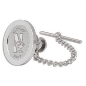 Northwestern Wildcats Mascot Design Silver Medallion Tie Tac