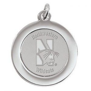 Northwestern Wildcats Mascot Design Silver Medallion Pendant Charm
