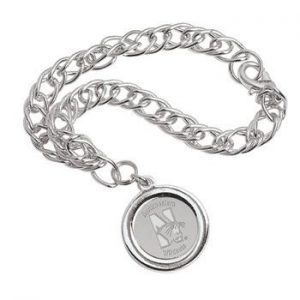 Northwestern Wildcats Mascot Design Silver Medallion Charm Bracelet