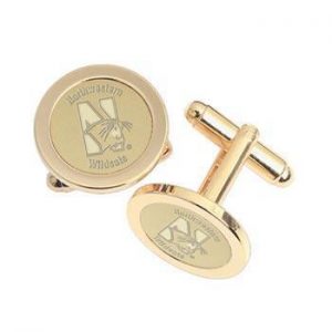 Northwestern Wildcats Mascot Design Gold Medallion Cufflinks
